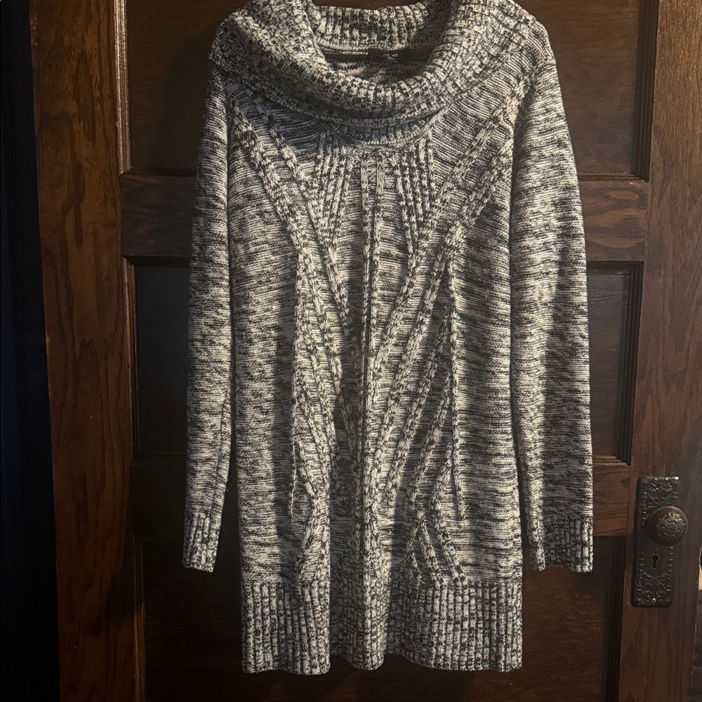 AGB, Black and White, Cowl Neck, Long Sweater, Size XL